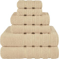 American Soft Linen Luxury 6 Piece Towel Set, 2 Bath Towels 2 Hand Towel 2 Washcloths, 600 GSM 100% Cotton Turkish Towels for Bathroom, Beige Towel Sets