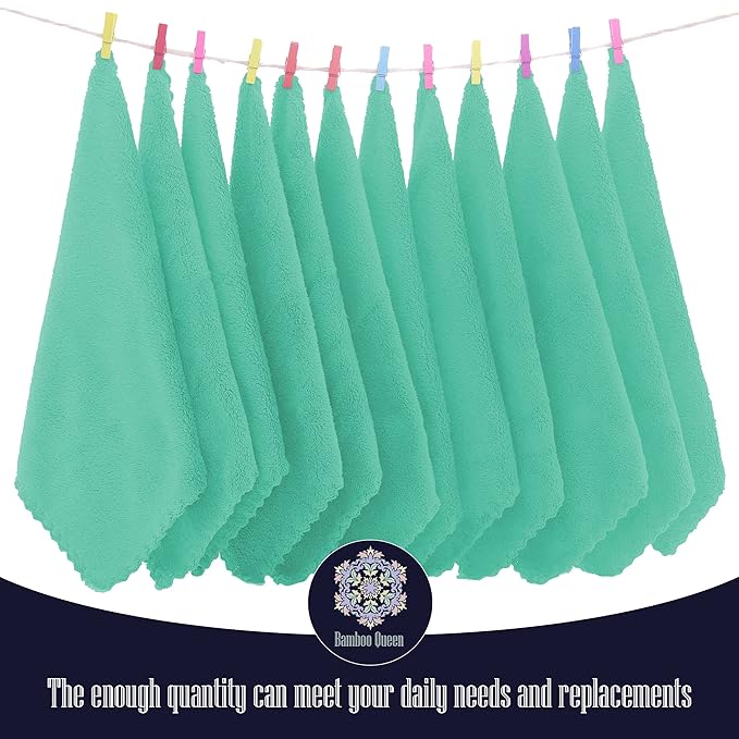 16 Pack Baby Washcloths - 10x10 Inch, Coral Fleece - Extra Absorbent and Soft Wash Clothes for Newborns, Infants and Toddlers - Suitable for Sensitive Skin and New Born - Baby Shower - Aqua Green