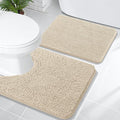 OLANLY Bathroom Rugs Sets 2 Piece, Soft Absorbent Chenille Bath Mats and U-Shaped Contour Toilet Mat Area Rug Set, Machine Washable Bath Carpet, Home Decor Accessories(24"x16"+24"x20", Sand)