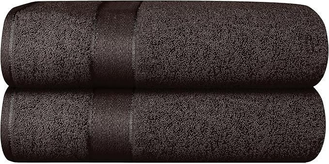 GLAMBURG 700 GSM Premium 2-Pack Oversized Extra Large Bath Sheet Set - 100% Combed Cotton - 2 Bath Sheet 35x70 - Luxury Hotel & Spa Quality - Durable Ultra Soft Highly Absorbent - Chocolate Brown