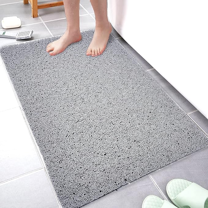 Shower Mats Non Slip for Elderly, 16x24’Lager Loofah Shower Mat, Loofah Bath Mats for Shower for Elderly-Grey
