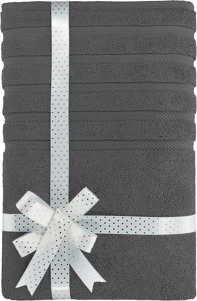 American Soft Linen 35x70 Jumbo Large Bath Towels, 600 GSM 100% Cotton Turkish Bath Sheet, Oversized Luxury Bath Towels for Bathroom Beach and Pool, Dark Gray