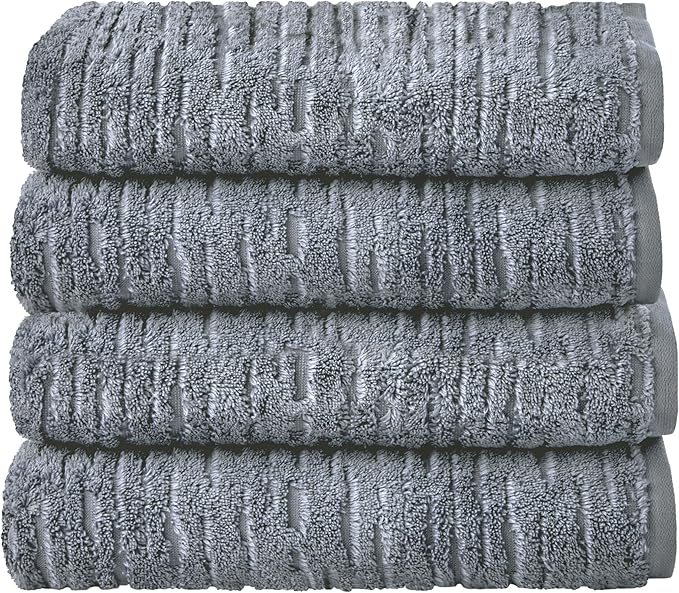 SKL Home CloudSoft Cotton Luxury 4 Pc Bath Towel Set, Smoke Blue