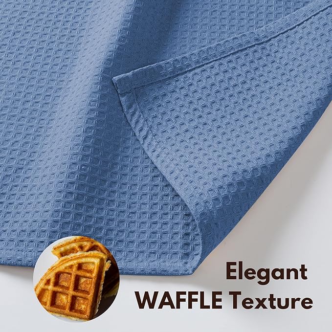 Native Fab Cotton Kitchen Towel with Hanging Loop 16x26 inches, 4-Pack, Waffle Weave Kitchen Towels for Cleaning Drying, Washcloths Soft & Absorbent Cloth Rags, Bar Towel, Dish Cloth, Sky Blue