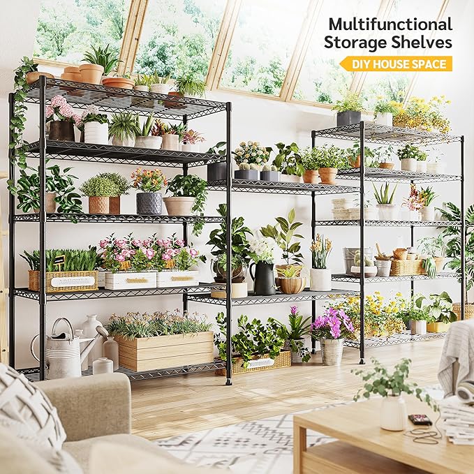 REIBII 75''H Storage Shelves Metal Shelving Unit, 6 Tier Wire Shelving for Pantry Shelves Adjustable 1200LBS Garage Shelving Heavy Duty Storage Rack for Kitchen Garage, 35.4''W*75''H*15.7" D