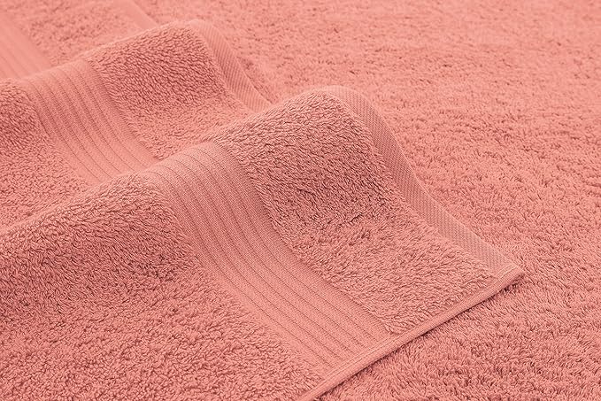 American Veteran Towel, 100% Cotton Turkish Bath Towels for Bathroom 4 Pack, 27x54 Extra Large Premium Soft Drying Bathroom Towels, Coral