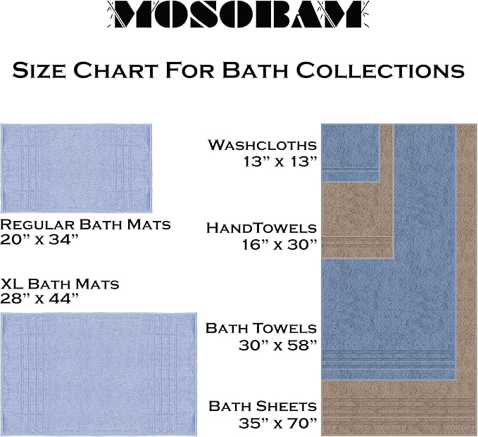 Mosobam Luxury Turkish 8pc XL Towel Set 35X70 16X30 13X13 Light Taupe 700 GSM Bamboo Viscose & Aegean Turkish Combed Cotton