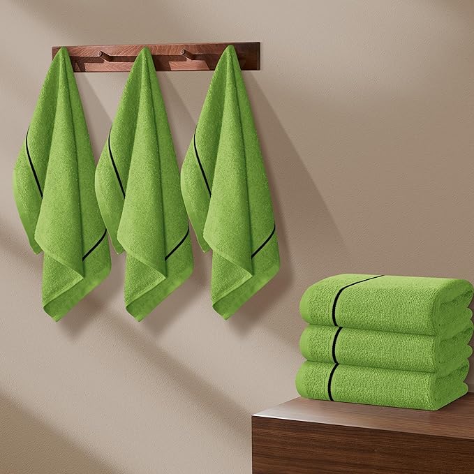 MyOwn Ultra Soft Cotton 6 -Piece Hand Towel Set 16x24 Inch, Ideal for use in Bathroom, Kitchen, Gym, Spa & General Cleaning, Compact & Lightweight Multi Purpose Hand Towels - Kiwi Green