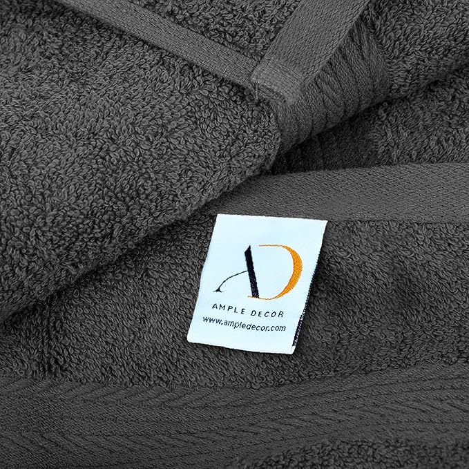 Ample Decor Hand Towels for Bathroom 18 X 28 Inch 600 GSM 100% Cotton, Soft Absorbent - 52 Pcs Grey