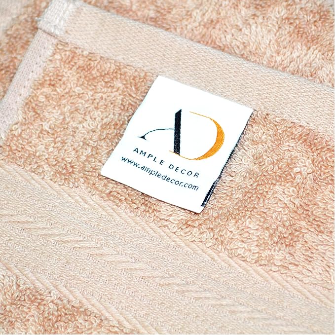 Ample Decor Bath Towels Pack of 16 600 GSM 100% Cotton, Absorbent Soft Premium Quality Machine Washable, Oeko Tex Certified, for Bathroom, Hotel, Spa, Gym, Kitchen - Beige - 30 X 54 Inch
