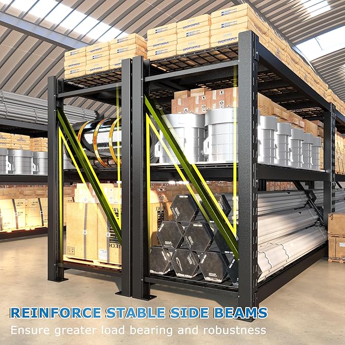 Bepatio 8250LBS Garage Shelving Heavy Duty Storage Shelves Industrial Metal Shelving Adjustable 3-Tier Shelves for Garage, Warehouse Basement Storage Room 24" D × 60" W × 66" H