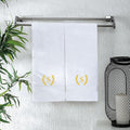 Monogrammed Hand Towels for Bathroom Makeup, Personalized Turkish Cotton Towel with Embroidery, Gift for Weddings, Housewarming, Anniversaries, and Bridal Showers, Set of 2 (Gold, Initial S)