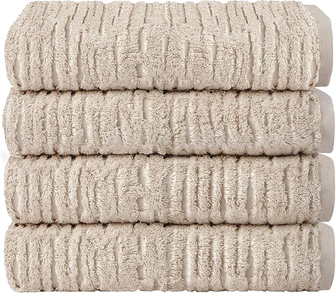 SKL Home CloudSoft Cotton Luxury 4 Pc Bath Towel Set, Oatmeal