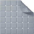 Anti Slip Shower Mat for Tub & Shower Stall, 21" x 21" Square Silicone Bathtub Mat with Powerful Suction Cups, Fast-Draining, Machine Washable Soft Foldable Bathroom Mat, Grey