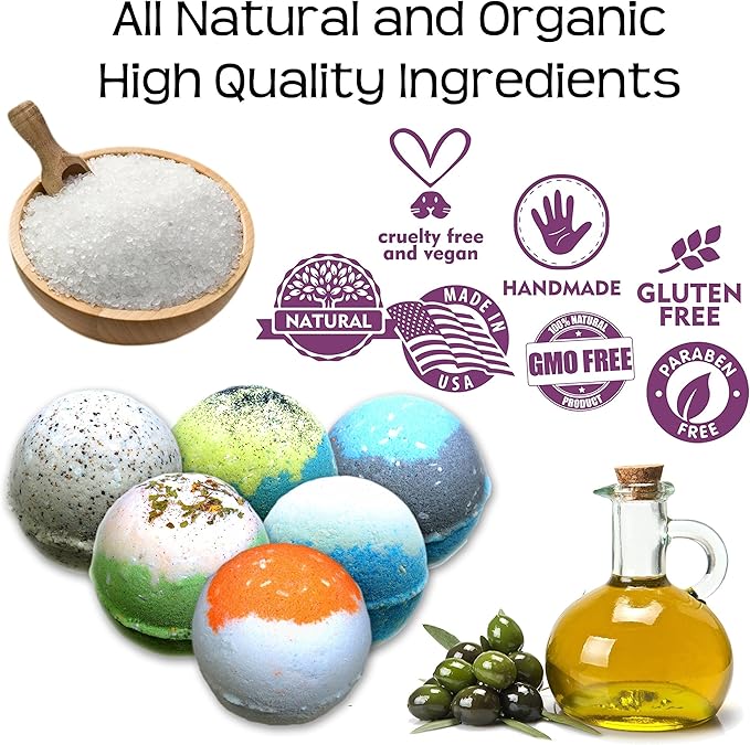 Organic Bath Bombs Gift Set for Men - Vegan Natural Ingredients - Absolutely Safe for Men - Relaxing Epsom, Himalayan, Dead Sea Salts & Essential Oils - Made in The USA