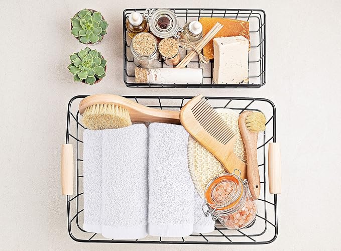 Utopia Towels 24 Pack Cotton Washcloths Set, 100% Ring Spun Cotton, Premium Quality Flannel Face Cloths, Highly Absorbent and Soft Feel Fingertip Towels, White, Grey, Electric Blue, Pink