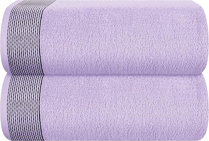 Belizzi Home Cotton 2 Pack Oversized Bath Sheet 35 x 70, Large Bath Sheet, Ultra Absorbent, Compact, Eco-Friendly and 100% Recyclable, Quick Drying and Lightweight Towel - Purple