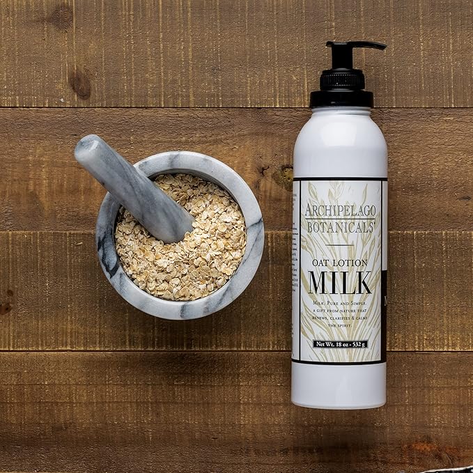 Archipelago Botanicals Oat Milk Lotion, Nurturing and Soothing Daily Moisturizer for Dry or Sensitive Skin, Hydrating Body Lotion, Paraben-Free, Phthalate-Free, 18 oz