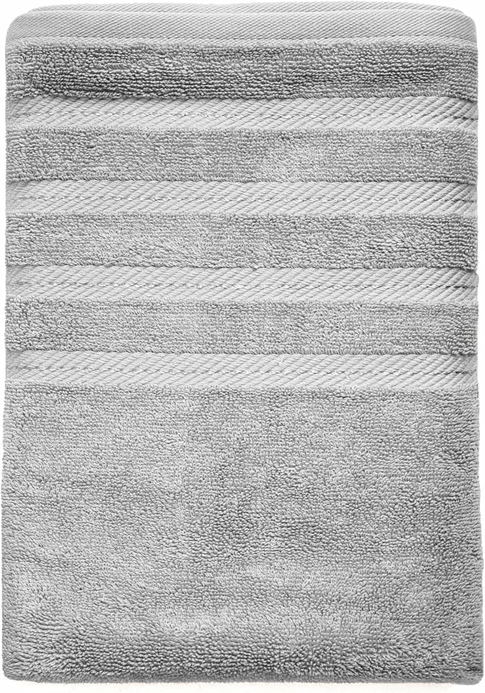 Hearth & Harbor Bath Towels for Bathroom - 100% Ring Spun Cotton Luxury Bathroom Towels - Soft & Highly Absorbent Bath Towels Set, 6 Piece Set, Light Gray
