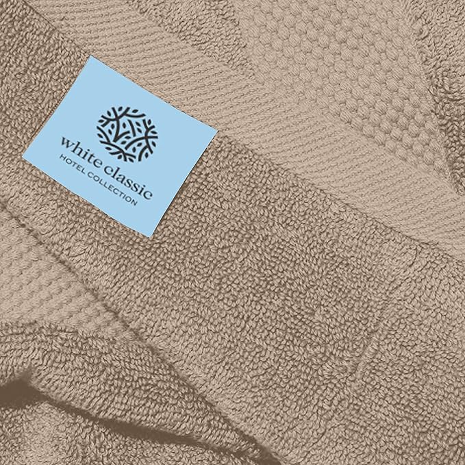 White Classic Luxury Taupe Hand Towels - Soft 100% Turkish Cotton | Highly Absorbent Hotel spa Bathroom Towel Collection | 16x30 Inch | Set of 6