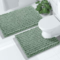 Yimobra Bathroom Rugs Sets 2 Piece - Quick Dry Extra Thick Luxury Chenille Bath Mat, Non Slip Super Absorbent for Tub Shower Sink, Machine Washable Shaggy Floor Mat, 32"x20"+24"x20" Inch, Green