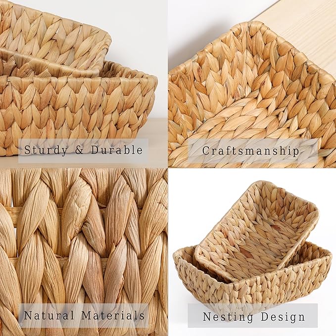 Small Wicker Baskets for Organizing 2 Pack, Hand Woven Baskets for Storage, Towels and Toilet Paper Organization, Woven Gift Basket,Countertop Baskets Set for Organizing