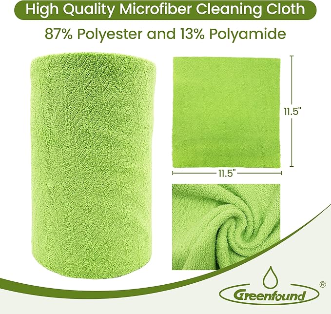 Greenfound Microfiber Cleaning Cloth Roll -80 Pack,Tear Away Microfiber Towels for Car,Reusable Paper Towels Washable,Absorbent,Lint Free Cleaning Rags for House,Kitchen,Window-11.5"×11.5"(Wave Green)
