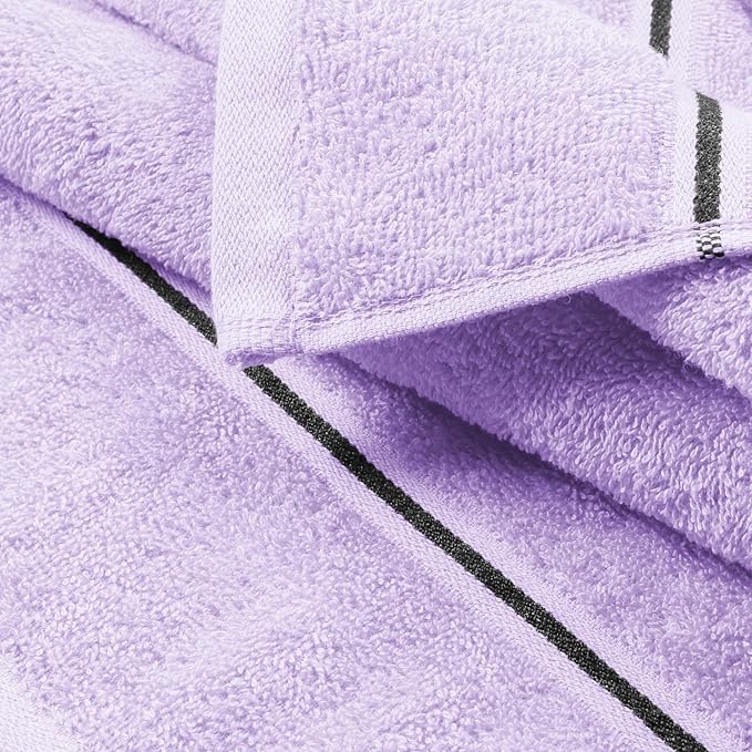 MyOwn Ultra Soft 6 Pack Cotton Towel Set, Contains 2 Bath Towels 28x55 inch, 2 Hand Towels 16x24 inch & 2 Wash Coths 12x12 inch, Ideal Everyday use, Compact & Lightweight - Purple