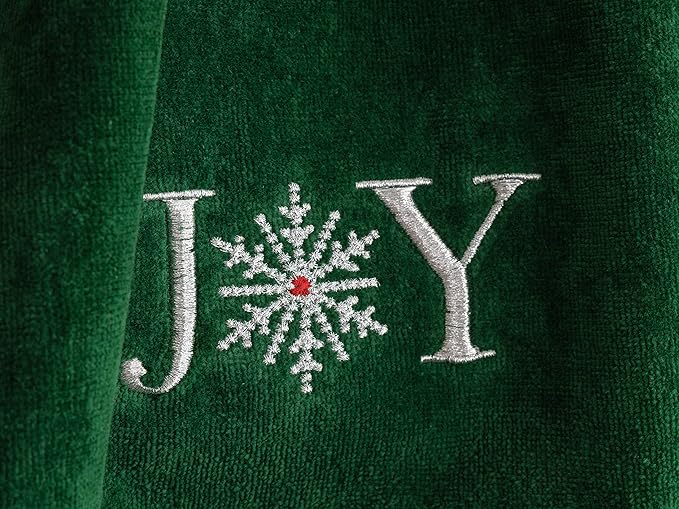 American Soft Linen Christmas Bath Towels Bathroom Set, 2 Packed Embroidered Decorative 100% Turkish Cotton Hand Bath Towels, Dish Towels for Decor Xmas, Joy-Believe