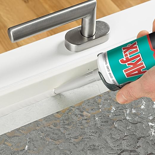 Akfix 100E RTV Translucent Silicone Caulk (12x10.1 fl.oz.)- 100% Waterproof Silicone Sealant for Kitchen and Bathroom, Shower, Bathtub, Toilet, Sink, Window & Door, No Discoloring |Translucent 12 Pack
