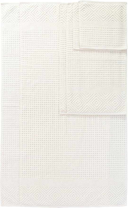Texere 100% Organic Cotton Jacquard 650 GSM Premium Bath Towel Set - Extra Absorbent Quick Dry and Plush (Cable, Light Taupe, 2 Bath & 2 Hand Towels)