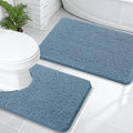 OLANLY Bathroom Rugs Sets 2 Piece, Soft Absorbent Chenille Bath Mats and U-Shaped Contour Toilet Mat Area Rug Set, Machine Washable Bath Carpet, Home Decor Accessories(30"x20"+24"x20", Airy Blue)