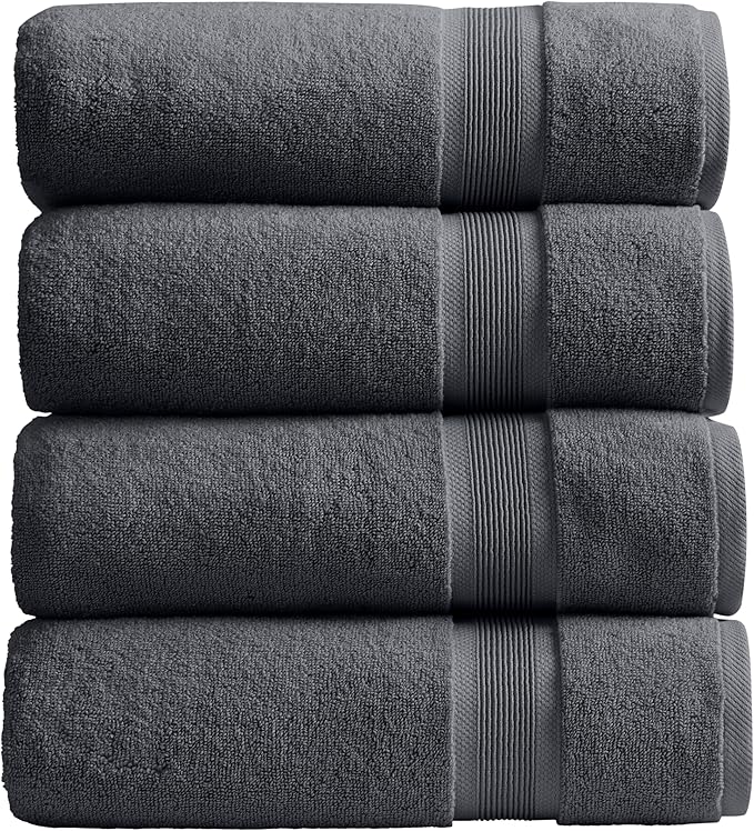Springtree Home Luxury Viscose from Bamboo Bath Towel Set of 4 | 35% Viscose from Bamboo - 65% Cotton | Absorbent Quick-Dry Towels for Bathroom | Oeko-TEX Standard 100 Cotton | Iron Grey