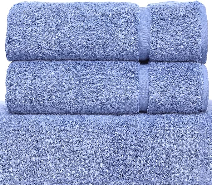 Luxury Hotel & Spa Collection Highly Absorbent, Quick Dry 100% Turkish Cotton 700 GSM, Eco Friendly Towel, for Bathroom Dobby Border Soft Bath Towel Set 27 X 54 (Wedgewood, Bath Towels - Set of 2)