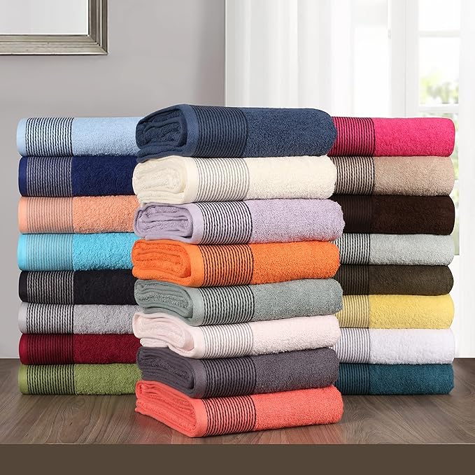 Belizzi Home 100% Cotton Ultra Soft 6 Pack Towel Set, Contains 2 Bath Towels 28x55 inchs, 2 Hand Towels 16x24 inchs & 2 Washcloths 12x12 inchs, Compact Lightweight & Highly Absorbant - Black
