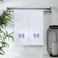 Monogrammed Hand Towels for Bathroom Makeup, Personalized Turkish Cotton Towel with Embroidery, Gift for Weddings, Housewarming, Anniversaries, and Bridal Showers, Set of 2 (Purple, Initial M)