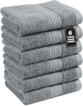 LANE LINEN Luxury Hand Towels Set of 6 (16"x28") - 100% Ringspun Cotton Hand Towel Set - Durable, Quick Dry, Ultra Soft & Highly Absorbent Hand Towels for Bathroom - Sustainably Produced - Cool Grey