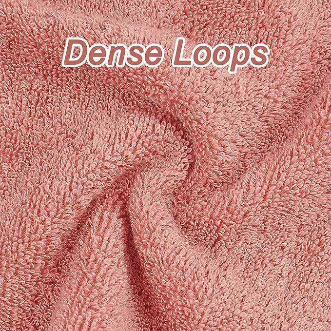 Cleanbear Ultra Soft Washcloths 6 Pack Cotton Face Cloths Wash Cloths Set - Large Bathroom WashCloth 13 x 13 Inches (Coral)