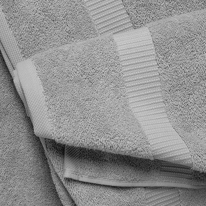 SALBAKOS 100% Turkish Cotton Extra Large Bath Sheet Set of 2 35x70 inch | Heirloom Quality | Hotel & Spa Collection | Soft, Absorbent Oversize Bath Towels | Made in Turkey (Silver, 2 Bath Sheets)