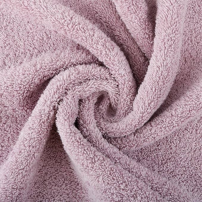 SEMAXE 18-Pack Bath Towel Set Include 6 Bath Towels, 6 Hand Towels, 6 Wash Cloths, 100% Cotton Bathroom Towels with Hanging Loops and Nano-Bio Lifecycle Labels, Soft & Absorbent Towel, Purple