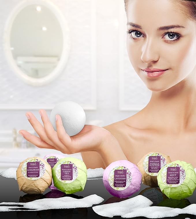 Luxury Aromatherapy Bath Bombs: Deep Body Relaxation Deluxe Gift Set with 6 x 100g Relaxing and Calming Scents