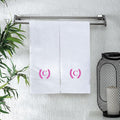 Monogrammed Hand Towels for Bathroom Makeup, Personalized Turkish Cotton Towel with Embroidery, Gift for Weddings, Housewarming, Anniversaries, and Bridal Showers, Set of 2 (Hot Pink, Initial C)