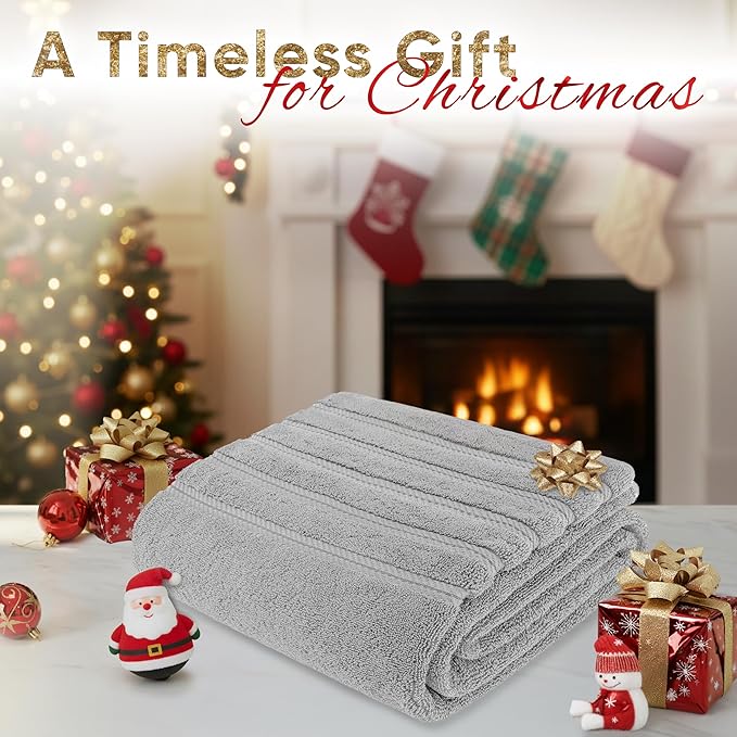American Soft Linen 35x70 Jumbo Large Bath Towels, 600 GSM 100% Cotton Turkish Bath Sheet, Oversized Luxury Bath Towels for Bathroom Beach and Pool, Light Grey