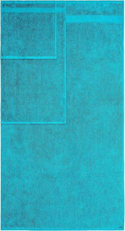 American Veteran Towel, 6 Piece Towel Set for Bathroom, 100% Cotton Turkish Bathroom Towels, 2 Bath Towels 2 Hand Towels 2 Washcloths, Aqua Blue