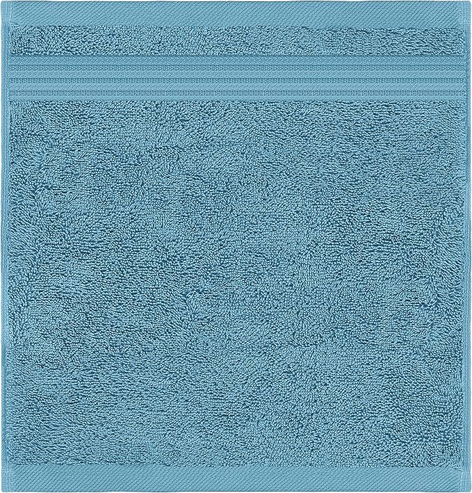 American Veteran Towel, 100% Cotton Turkish Washcloths for Bathroom Essentials 4 Pack, Soft Absorbent Wash Cloths Quick Drying Small Towels Washrags, Sky Blue