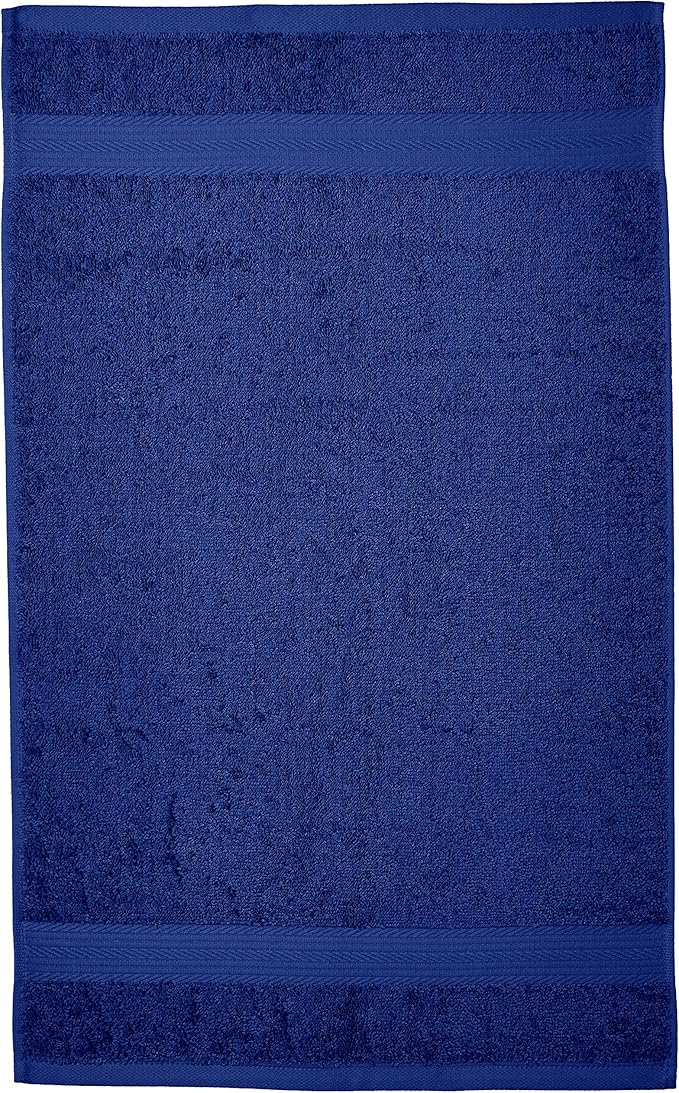 Amazon Basics 6 Piece hand towels for bathroom, Fade Resistant 100% Cotton Hand Towels, soft absorbent bathroom hand towels 6 - Pack (26''x16''), Navy Blue