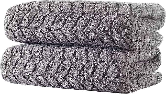BAGNO MILANO Turkish Cotton Ultra-Soft Plush Absorbent Quick Dry Bathroom Towel Set, Made in Turkey (Gray, 2 pcs Bath Towel Set)